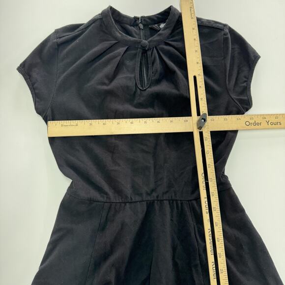 eShakti Dress Womens 0 Black Fit Flare Keyhole Cotton Spandex Short Sleeve - Picture 5 of 7